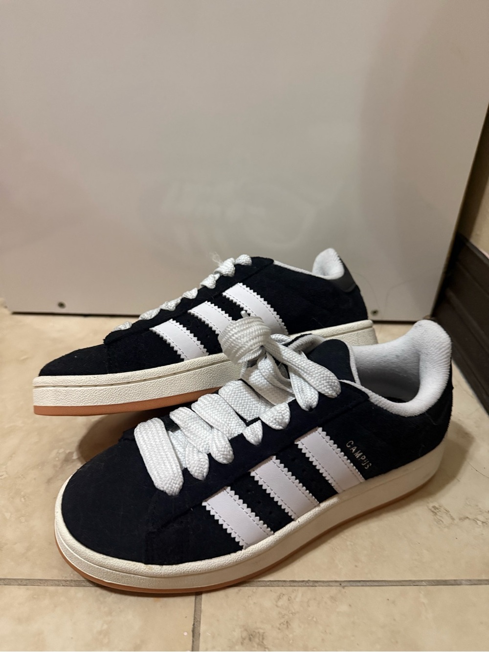 BRAND NEW NO TAGS Adidas Campus Black/White Suede Sneakers